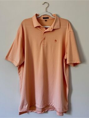 Peter Millar Summer Comfort Chartwell Stripe Golf Polo, Orange & White – Size XL